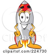 Rocket Mascot Cartoon Character With His Hands On His Hips by Mascot Junction