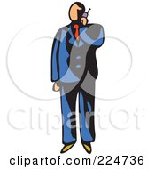 Royalty Free RF Clipart Illustration Of A Whimsy Businessman Talking On A Cell Phone by Prawny
