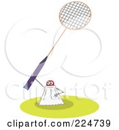 Shuttlecock Holding Up A Racket
