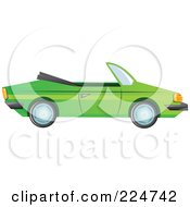 Royalty Free RF Clipart Illustration Of A Green Convertible Car