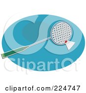 Badminton Racket And Shuttlecock On A Blue Oval