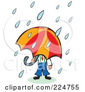Poster, Art Print Of Rain Pouring Down On A Businessman Under An Umbrella