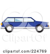 Side View Of A Blue Station Wagon Car