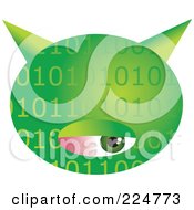 Poster, Art Print Of Green Binary Computer Virus With An Eye
