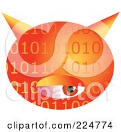 Poster, Art Print Of Orange Binary Computer Virus With An Eye