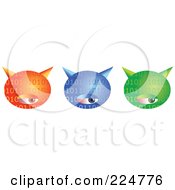 Royalty Free RF Clipart Illustration Of A Digital Collage Of Orange Blue And Green Binary Computer Virus With Eyes