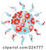 Royalty Free RF Clipart Illustration Of A Blue And Red Patterned Sun