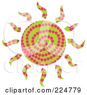 Royalty Free RF Clipart Illustration Of A Green And Pink Patterned Sun