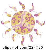 Royalty Free RF Clipart Illustration Of A Pink And Beige Patterned Sun