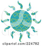 Poster, Art Print Of Turquoise And Yellow Heart Patterned Sun