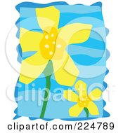 Poster, Art Print Of Two Yellow Flowers Over Blue