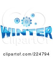 Poster, Art Print Of Blue Snowflakes Over Winter