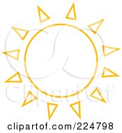 Royalty Free RF Clipart Illustration Of An Orange Sun With Spiked Ray Outlines