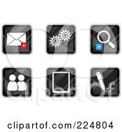 Poster, Art Print Of Digital Collage Of Black Square Email Gear Zoom Chat Tablet And Pen App Icons