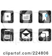 Royalty Free RF Clipart Illustration Of A Digital Collage Of Black Square Notepad Contact Calculator Email And Messenger App Icons by Qiun #COLLC224806-0141