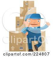 Poster, Art Print Of Shipping Warehouse Man Leaning Against Packaged Boxes
