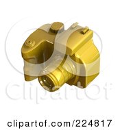 Royalty Free RF Clipart Illustration Of A 3d Gold Dslr Camera Angle 4