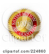 Poster, Art Print Of 3d Gold And Red 100 Percent Satisfaction Guaranteed Seal