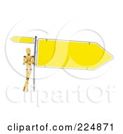 Royalty Free RF Clipart Illustration Of A Wooden Mannequin Leaning Against The Pole Of Large And Small Directional Signs by stockillustrations