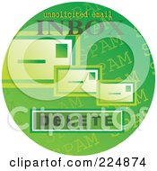 Royalty Free RF Clipart Illustration Of A Round Green Computer Sticker For Spam Email by Prawny