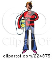 Poster, Art Print Of Whimsy Man Carrying An Mp3 Player