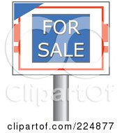 Poster, Art Print Of For Sale Sign On A Silver Post