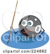 Poster, Art Print Of Eightball Character Holding A Cue Stick