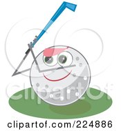 Golf Ball Character Holding Up A Club
