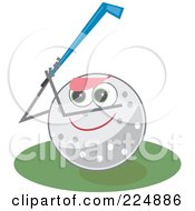 Royalty Free RF Clipart Illustration Of A Golf Ball Character Holding Up A Club