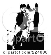 Royalty Free RF Clipart Illustration Of A Black And White Horse Rider