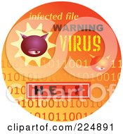 Royalty Free RF Clipart Illustration Of A Round Orange Computer Sticker For Infected Computer Viruses