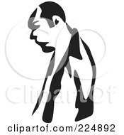Royalty Free RF Clipart Illustration Of A Black And White Thick Line Drawing Of A Mans Profile