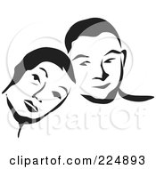 Royalty Free RF Clipart Illustration Of A Black And White Thick Line Drawing Of A Couple