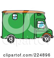 Royalty Free RF Clipart Illustration Of A Sketched Green Horse Lorry by Prawny