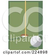 Royalty Free RF Clipart Illustration Of A Golf Ball Character Holding Up A Club by Prawny