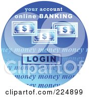 Round Blue Computer Sticker For Online Banking