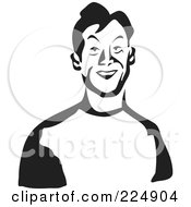 Royalty Free RF Clipart Illustration Of A Black And White Thick Line Drawing Of A Man