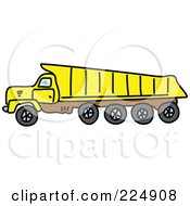 Royalty Free RF Clipart Illustration Of A Sketched Yellow And Brown Tipper Dump Truck by Prawny
