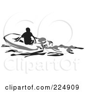 Poster, Art Print Of Black And White Thick Line Drawing Of A Man In A Dinghy