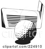 Poster, Art Print Of Black And White Golf Club Against A Ball