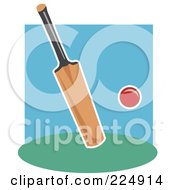 Poster, Art Print Of Cricket Bat And Red Ball