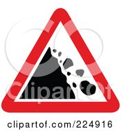 Poster, Art Print Of Red And White Falling Rocks Triangle Sign