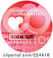 Poster, Art Print Of Round Red Computer Sticker For Online Dating
