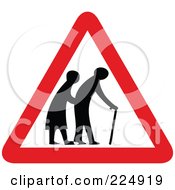 Poster, Art Print Of Red And White Elderly Triangle Sign