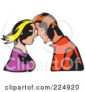 Poster, Art Print Of Whimsy Couple Touching Foreheads