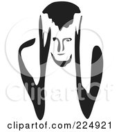 Royalty Free RF Clipart Illustration Of A Black And White Thick Line Drawing Of A Man With A Headache by Prawny