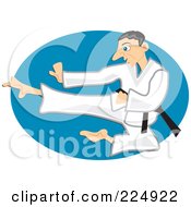 Poster, Art Print Of Karate Man Jumping And Kicking