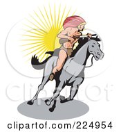 Royalty Free RF Clipart Illustration Of A Native American Riding A Gray Horse