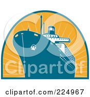 Royalty Free RF Clipart Illustration Of A Ship And Orange Rays Logo