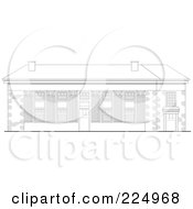 Royalty Free RF Clipart Illustration Of A Brick Building Facade Sketch 1